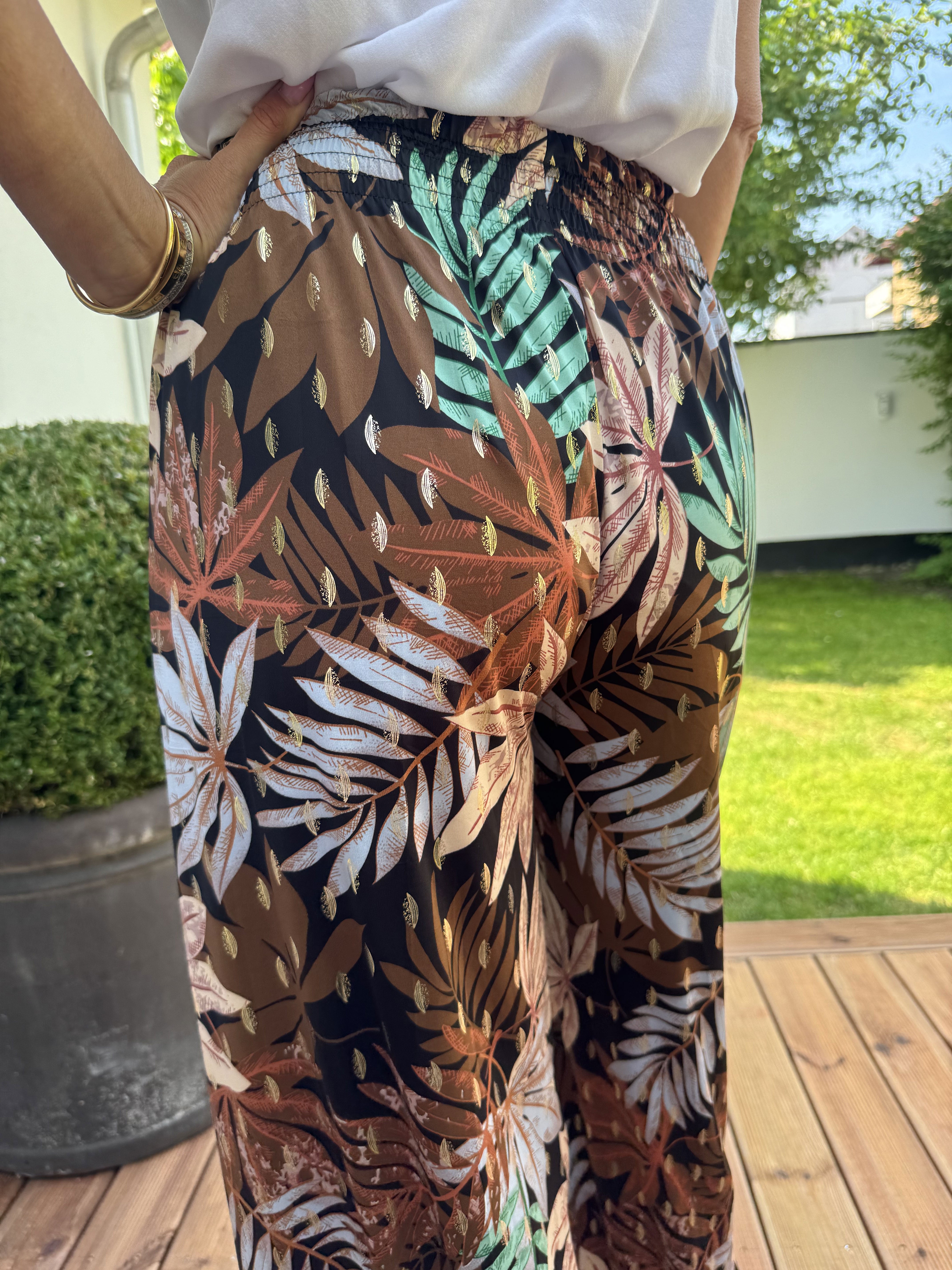 Pams Leaf Pants - Lækkert elastisk stof, som er krølfrit